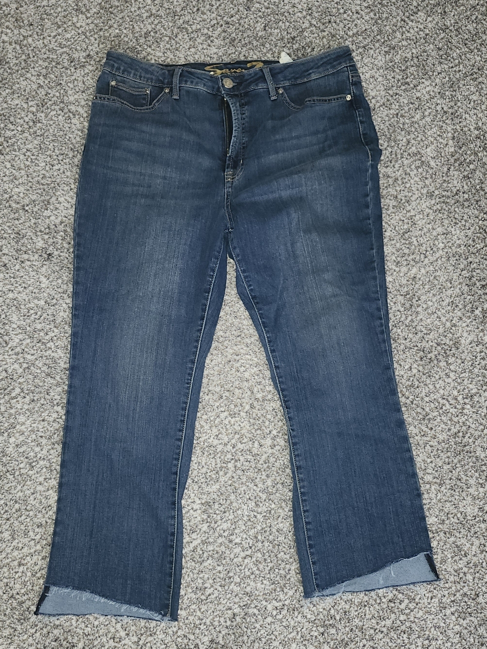Seven7 Dark Blue Ankle Crop Jeans